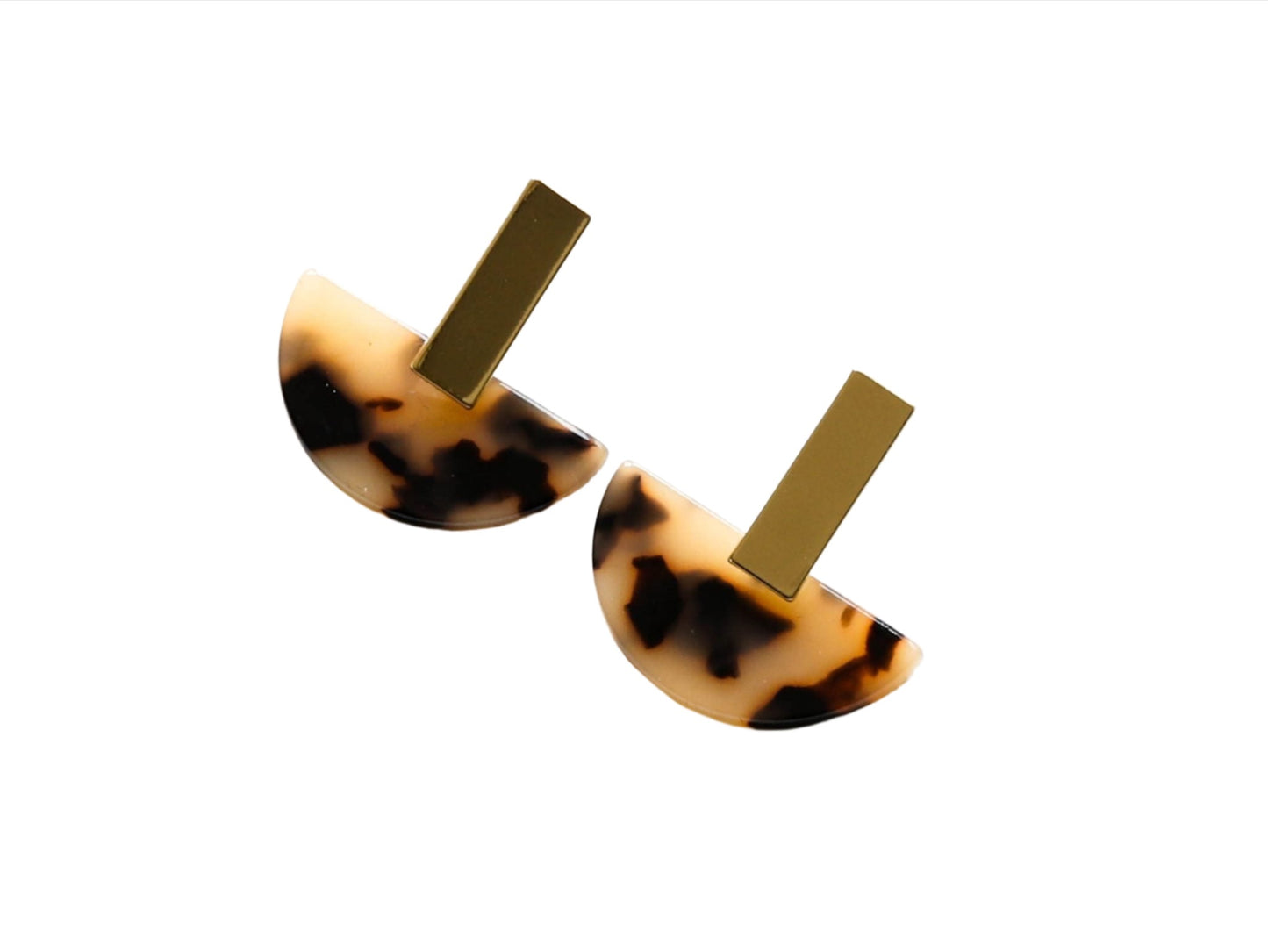Florentine Resin Half Disc Earrings - Tortoise