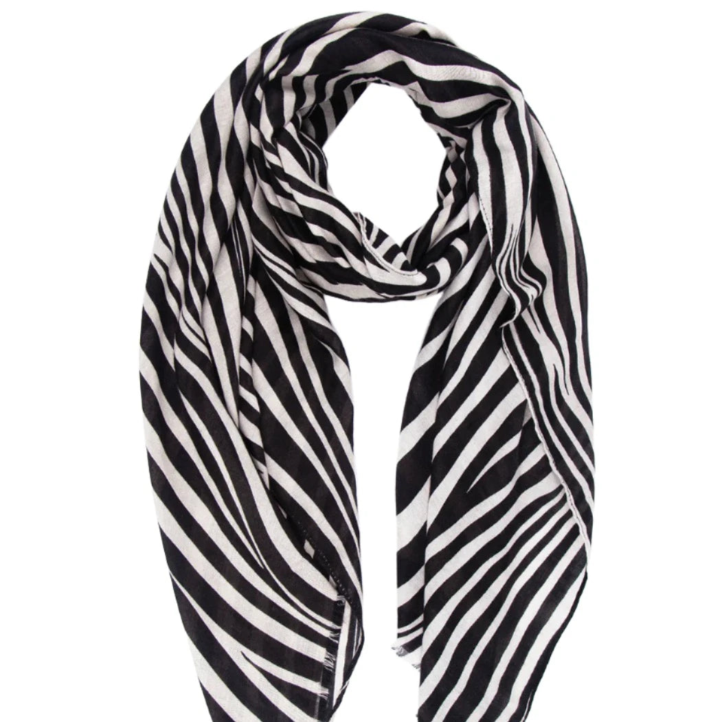 Black Two Tone Wave Print Scarf