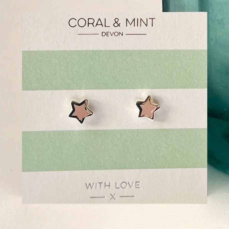 Enamel Star Studs - Pale Pink