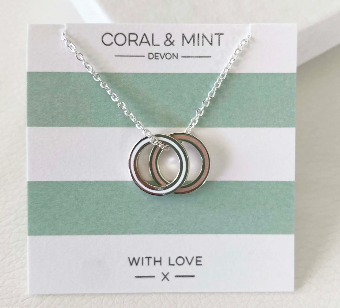Double Eternity Necklace Pink & White