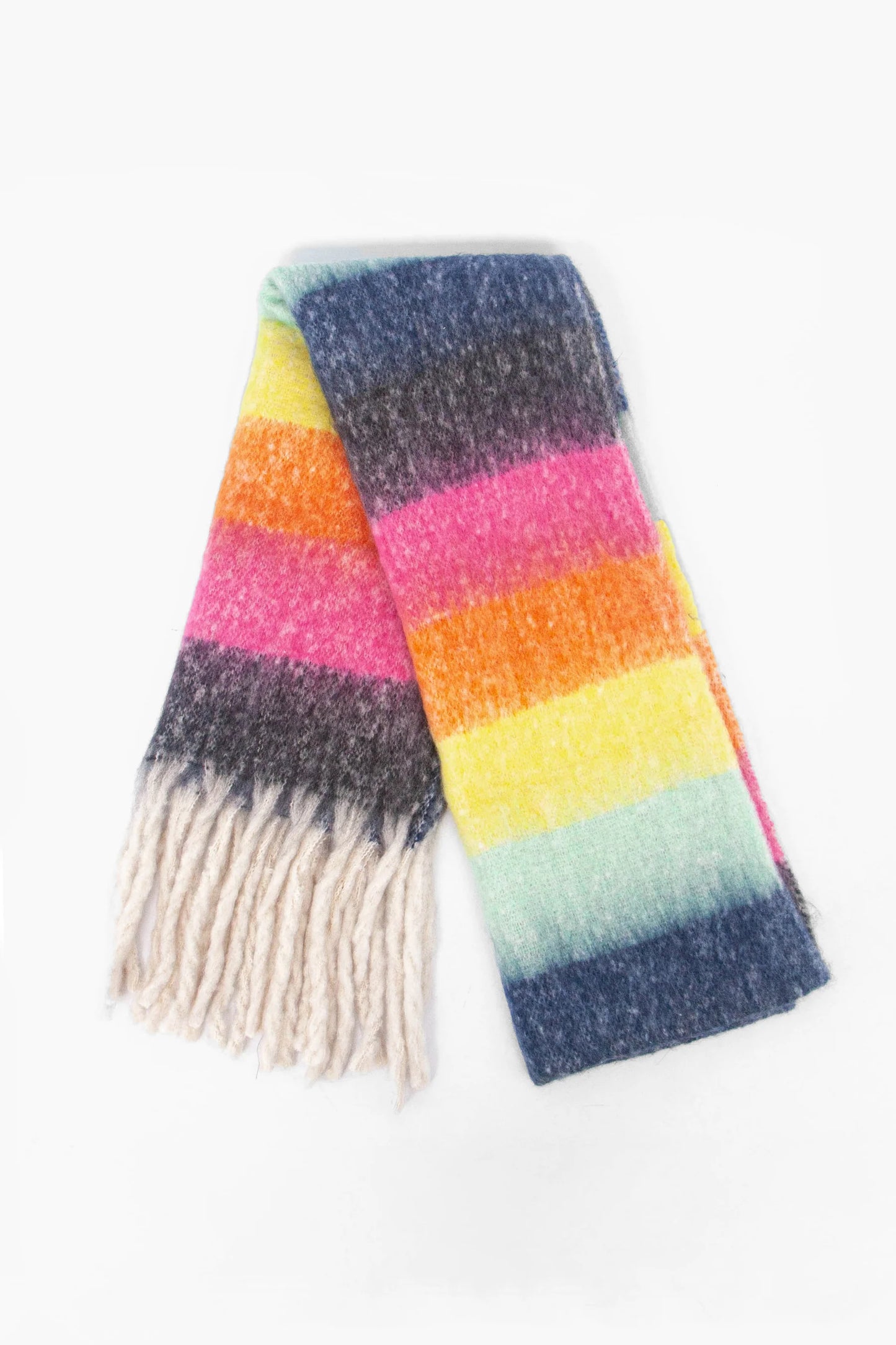 Joey Heavyweight Scarf - Multi Rainbow Stripe
