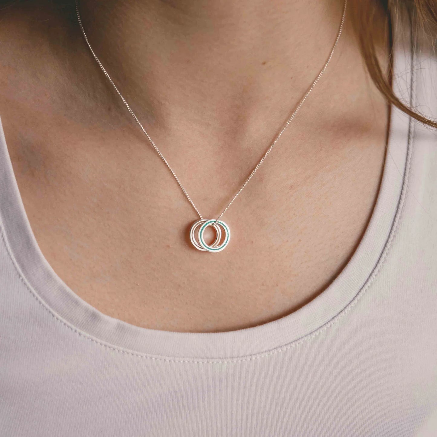 Double Eternity Necklace Turquoise & Pink