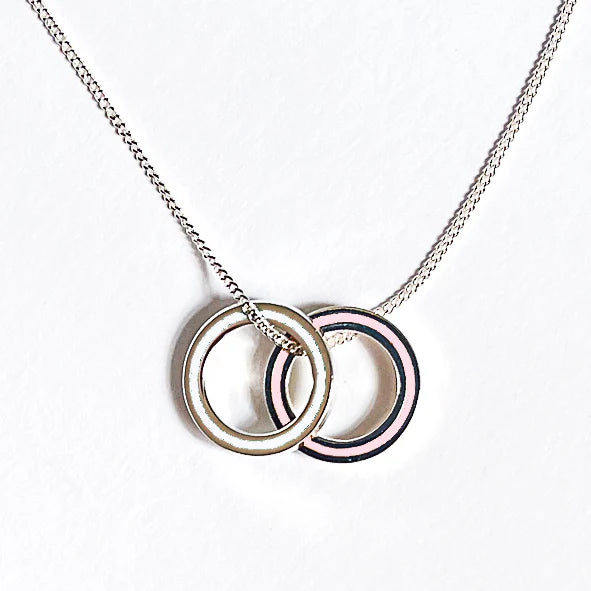 Double Eternity Necklace Pink & White
