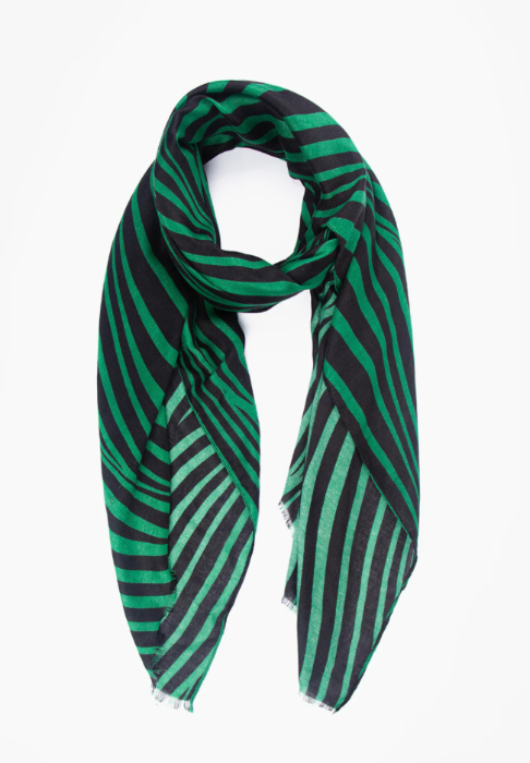 Green Two Tone Wave Print Scarf