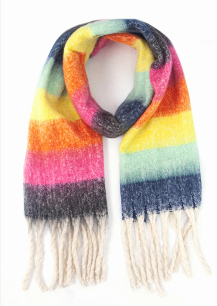 Joey Heavyweight Scarf - Multi Rainbow Stripe