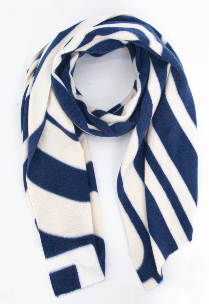 Dot Midweight Scarf - Navy Blue, Geometric