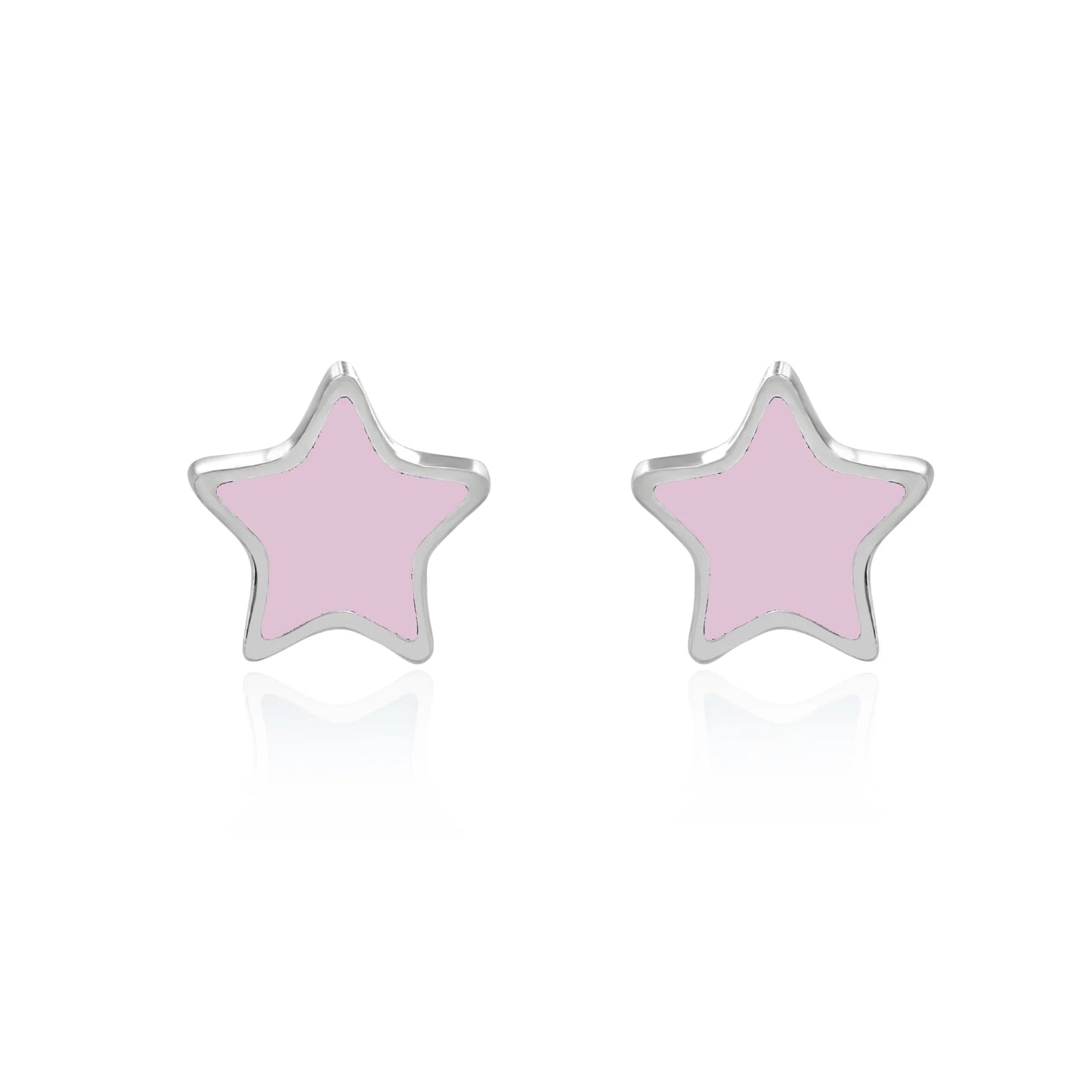 Enamel Star Studs - Pale Pink