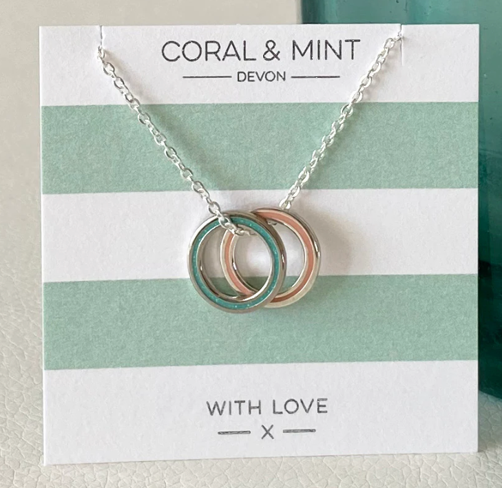 Double Eternity Necklace Turquoise & Pink