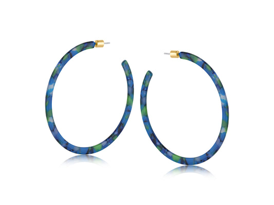 Sustainable Oversized Resin Earrings - Blue & Green Mix
