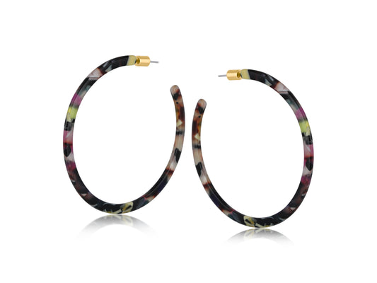Sustainable Oversized Resin Earrings - Purple Grey & Green Mix