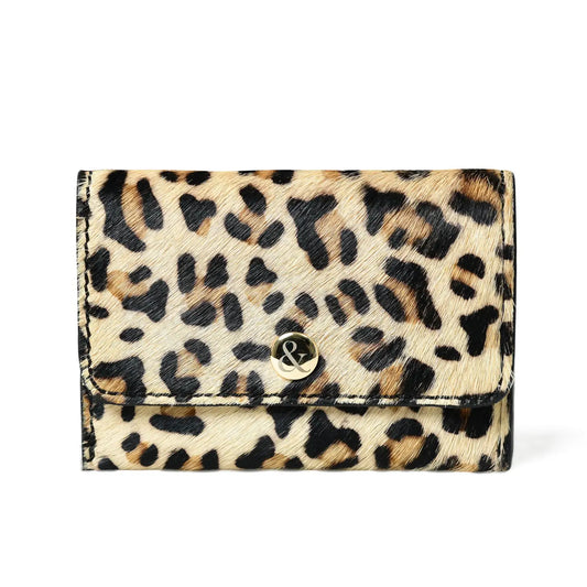 Ellie Popper Card Holder Purse - Small Leopard 'pony'