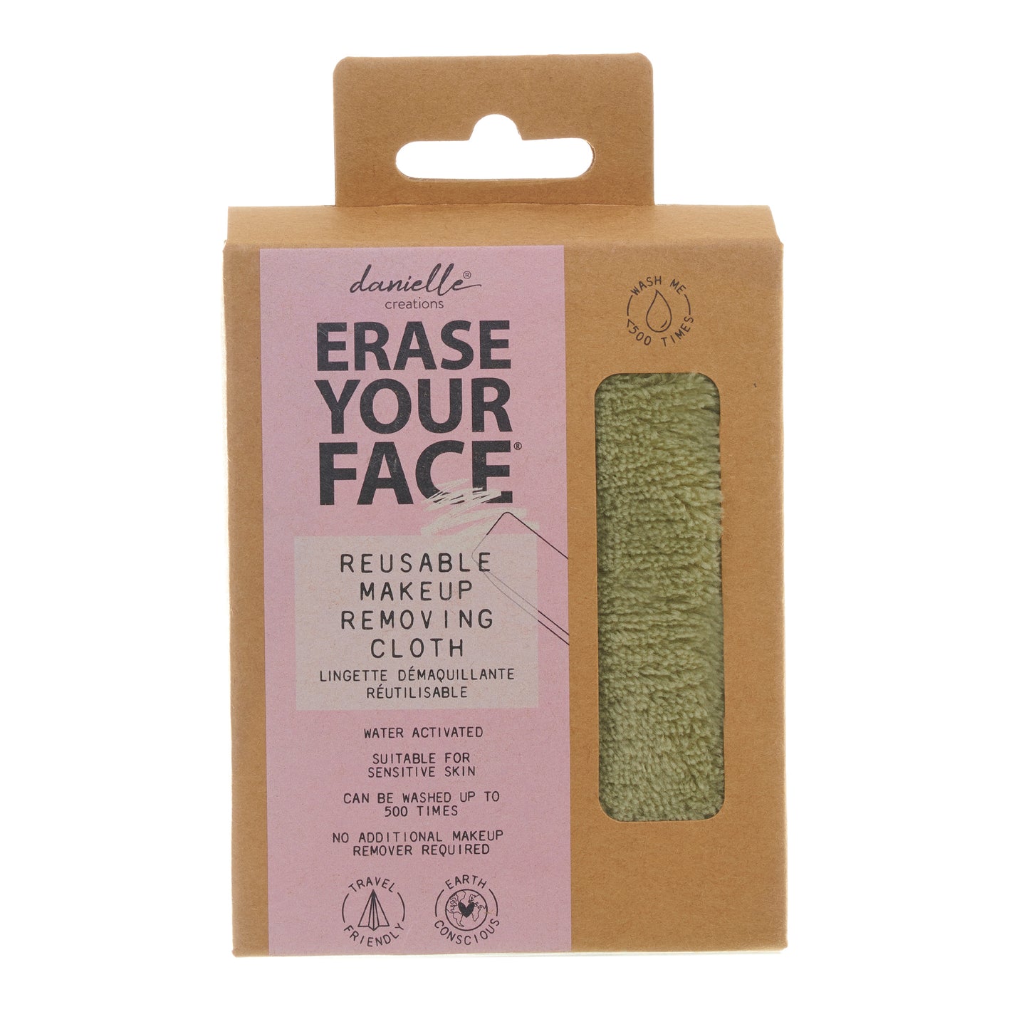 Erase Your Face Eco Friendly Reusable Make Up Remover Cloth Green