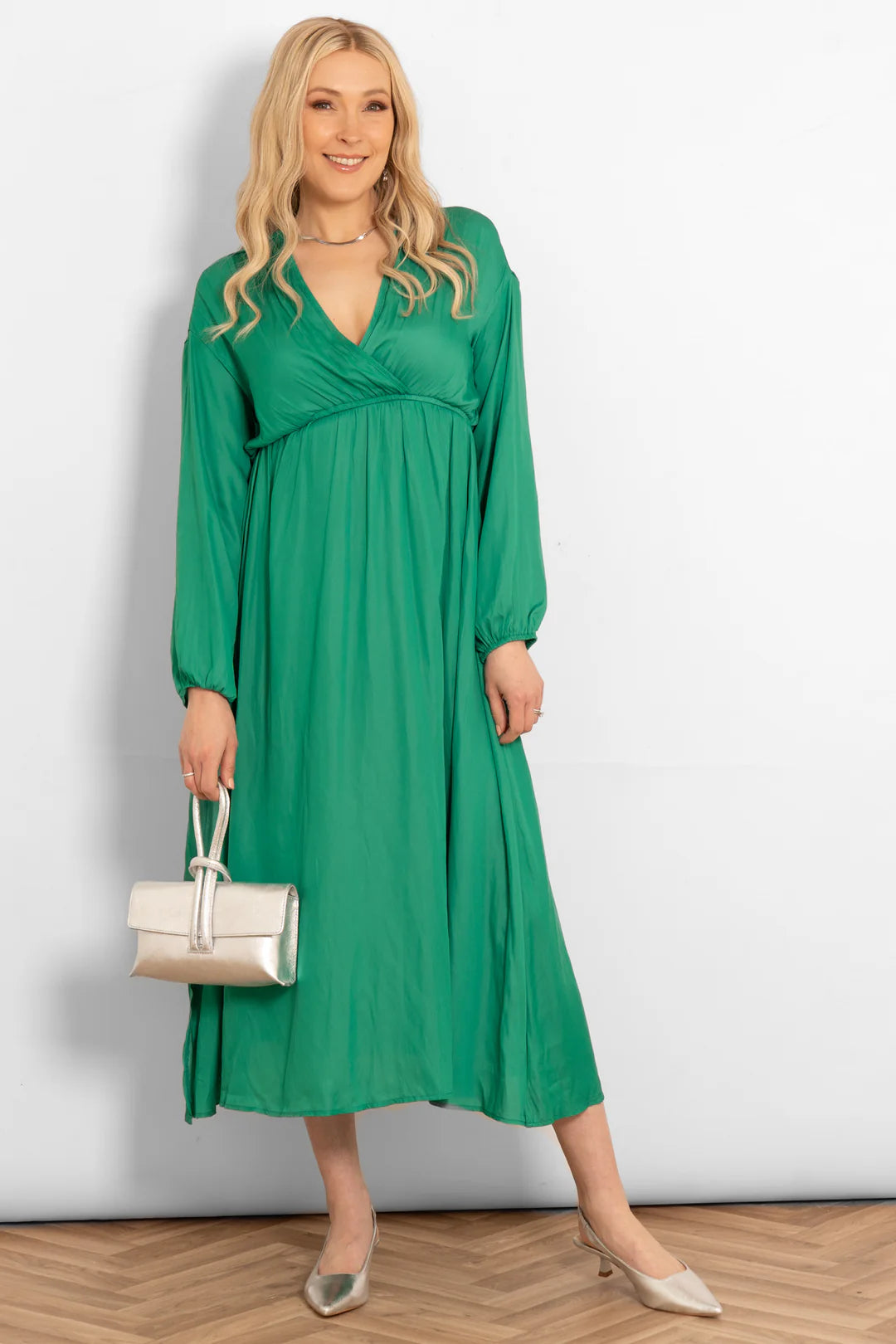 Faux Wrap Dress - Green