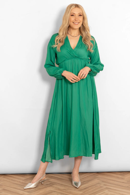 Faux Wrap Dress - Green