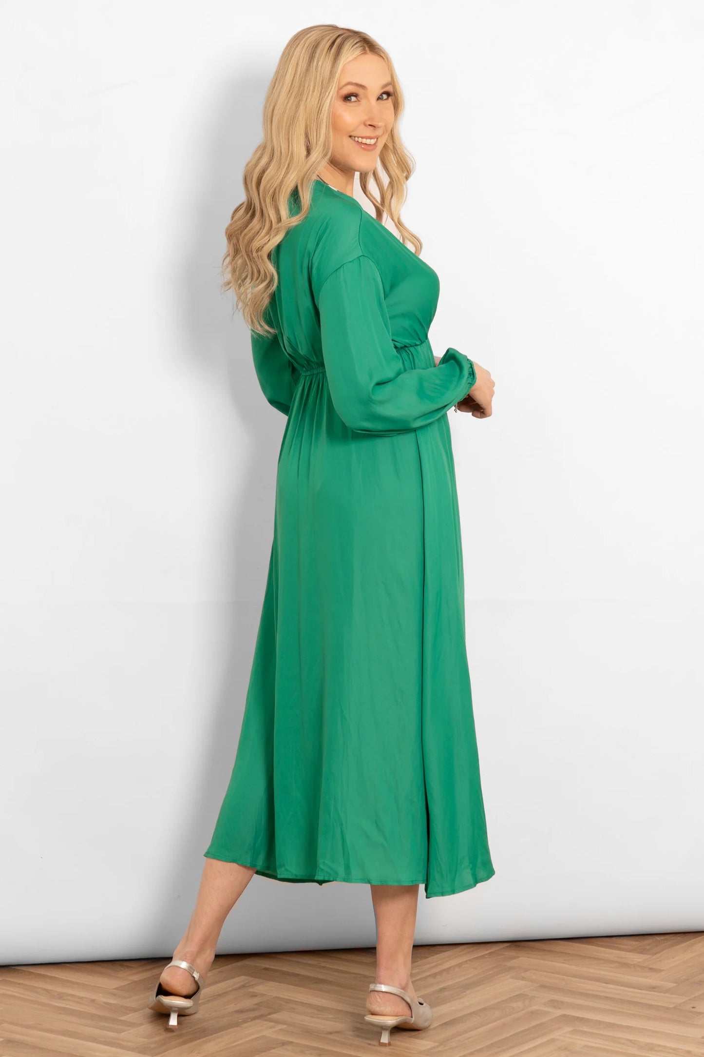 Faux Wrap Dress - Green