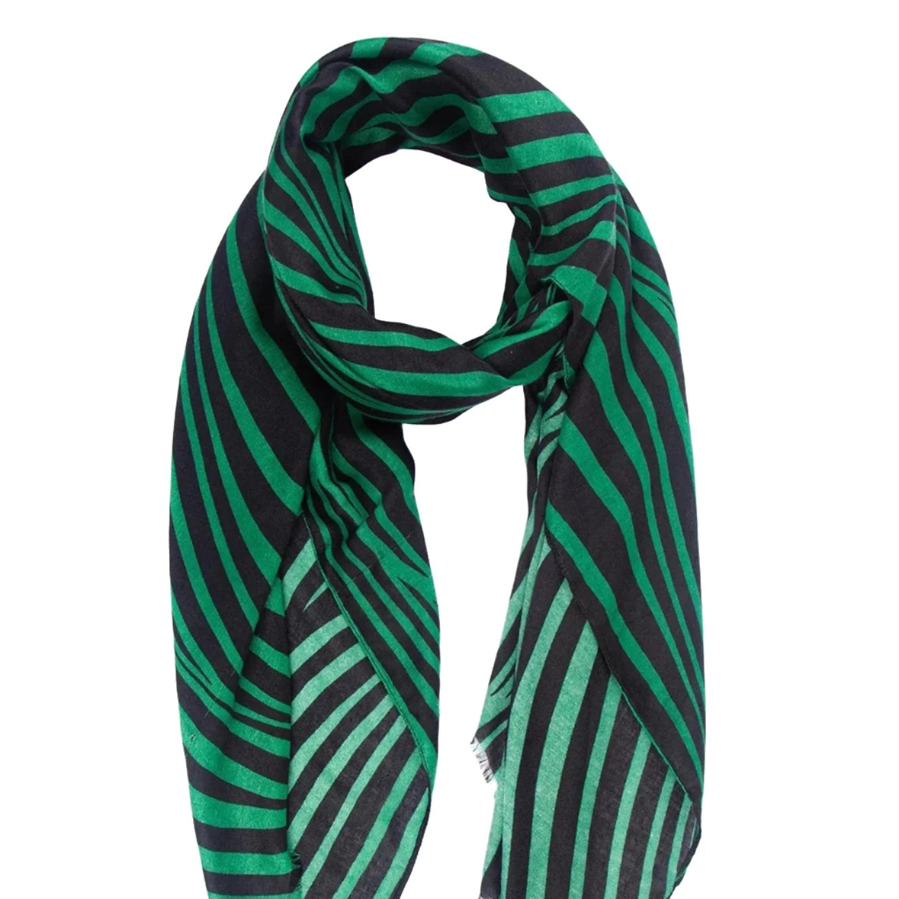 Green Two Tone Wave Print Scarf