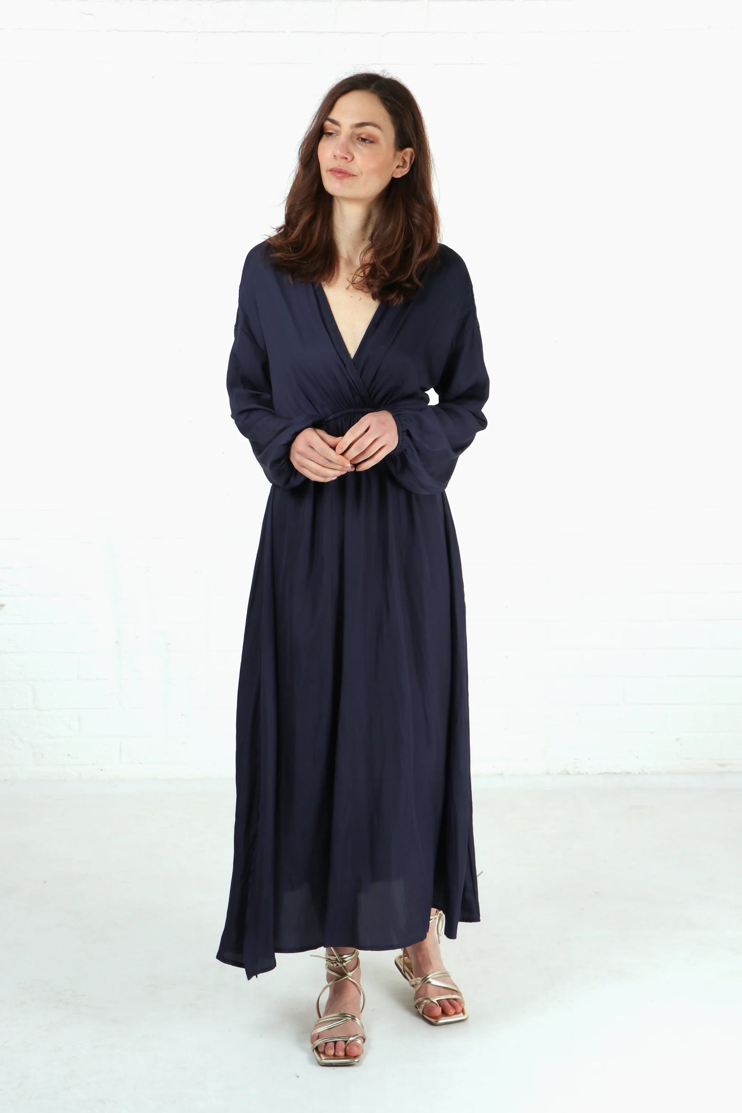 Faux Wrap Dress - Navy