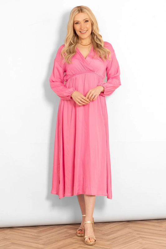 Faux Wrap Dress - Pink