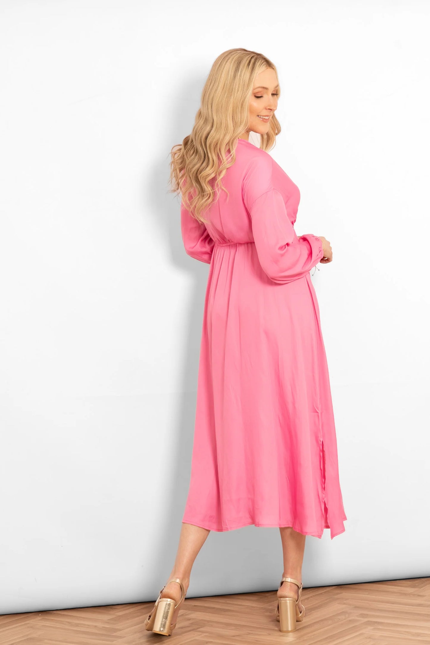 Faux Wrap Dress - Pink