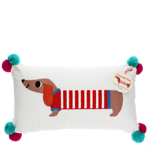 Embroidered Cushion - Sausage Dog
