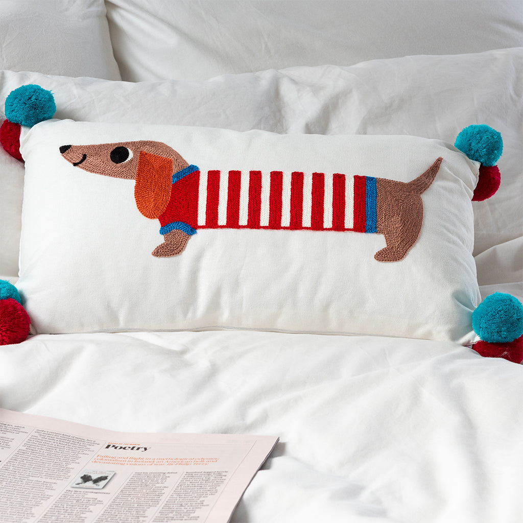 Embroidered Cushion - Sausage Dog