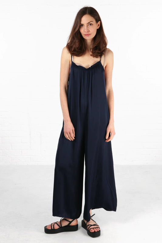 Silky Wide Leg Jumpsuit - Navy