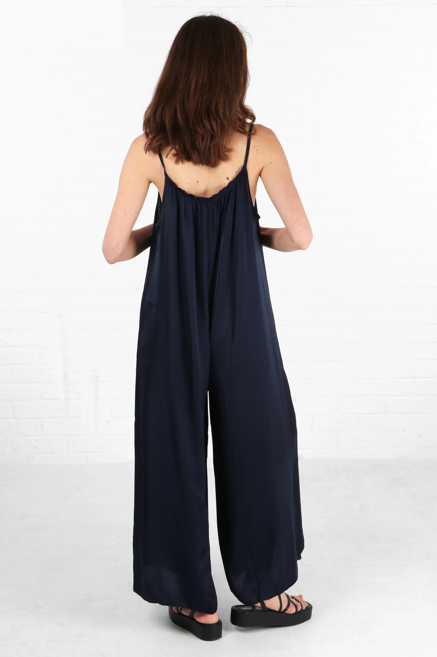 Silky Wide Leg Jumpsuit - Navy
