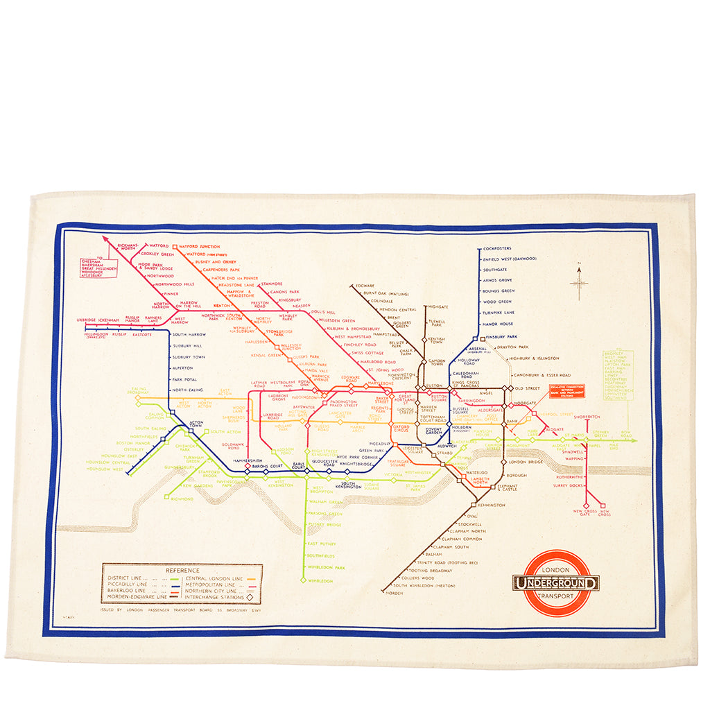 Cotton tea towel - TfL Heritage Tube Map